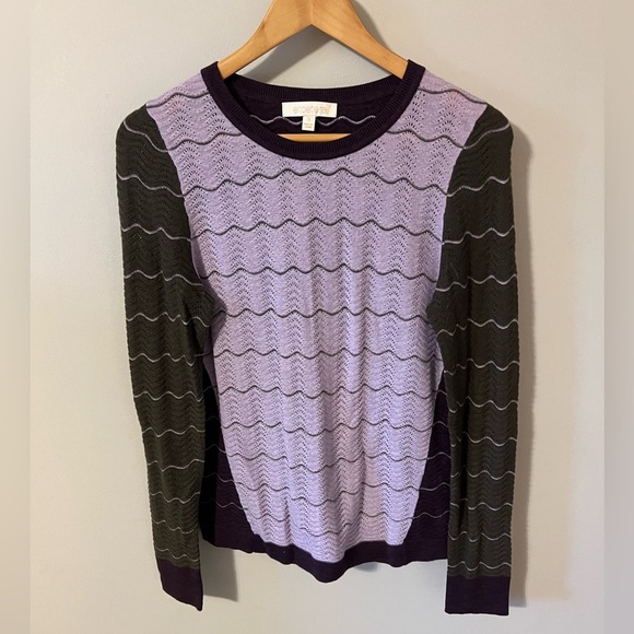 Etcetera Zig Zag Cashmere Blend Sweater Purple Green Small Mixed Media - Picture 2 of 8